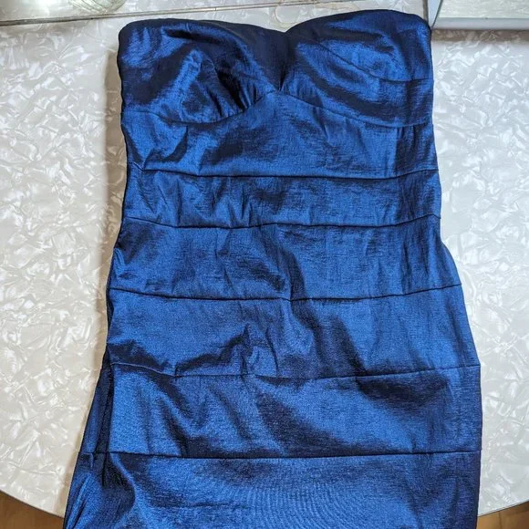 metallic blue mini dress Straps Metallic Ruched Mini Homecoming Dress Blue Bodycon – FancyVestido main image 0
